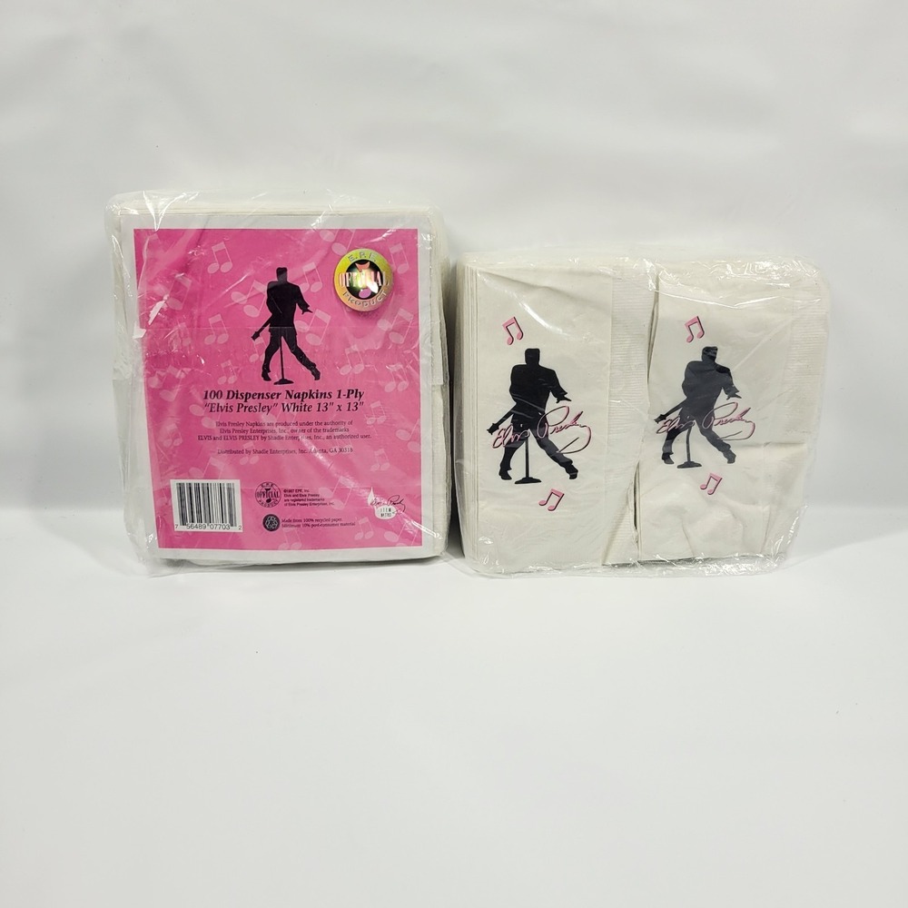 1997 Elvis Presley Dispenser Size Napkins 200 NOS Sealed 13x13"